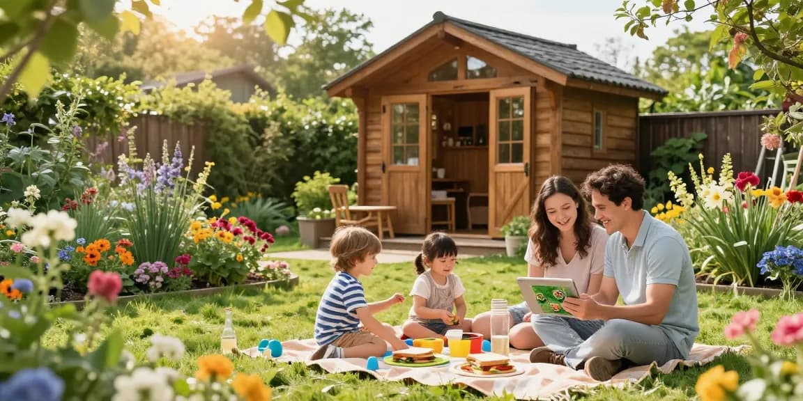 Gartenhaus kaufen und den Gartentraum verwirklichen mit Familie und Freude im Garten.