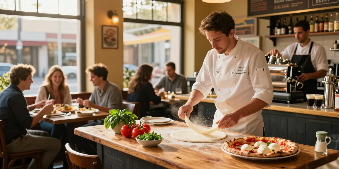 Authentic Italian dining experience at Pizzeria Madera with fresh ingredients and lively patrons enjoying pg soft.