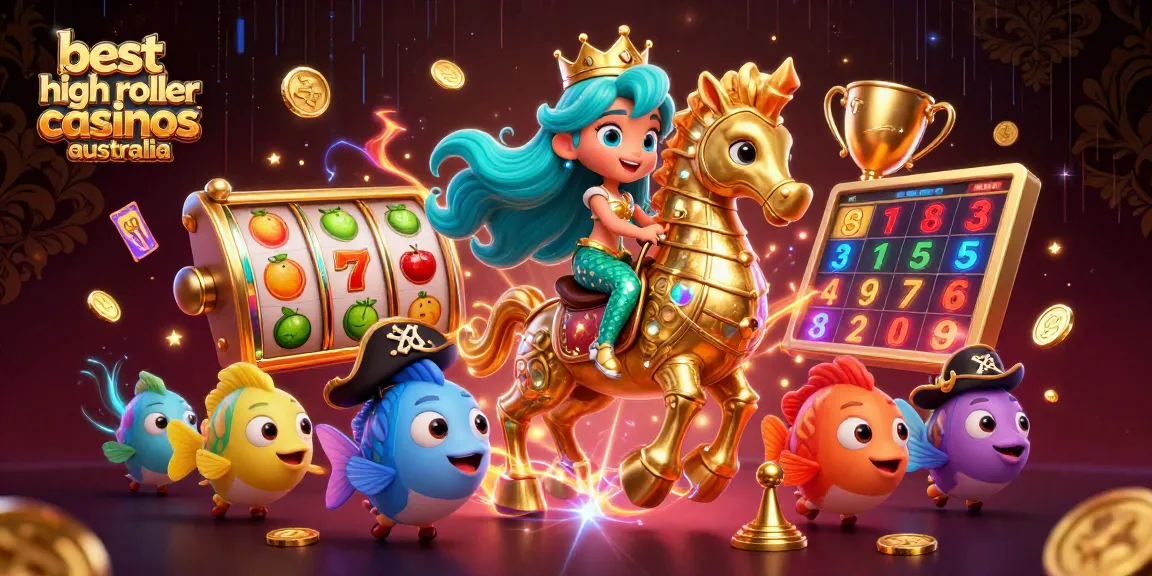 Experience the excitement at the best high roller casinos Australia with vibrant characters and 3D casino elements.