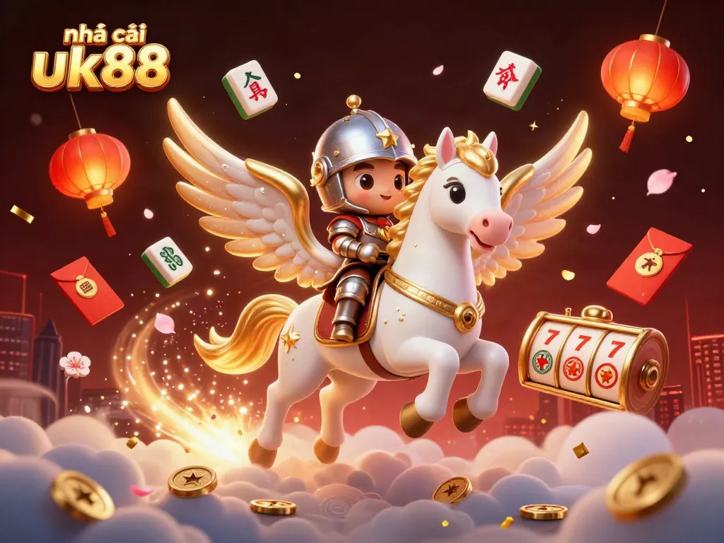 Experience the thrill of nhà cái uk88 with a vibrant 3D casino scene showcasing slots and adventure.