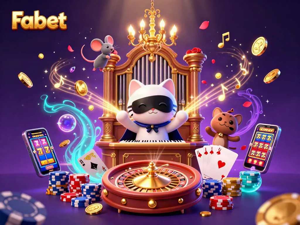 Experience the thrill of Fabet with lively casino elements embodying excitement and fortune.