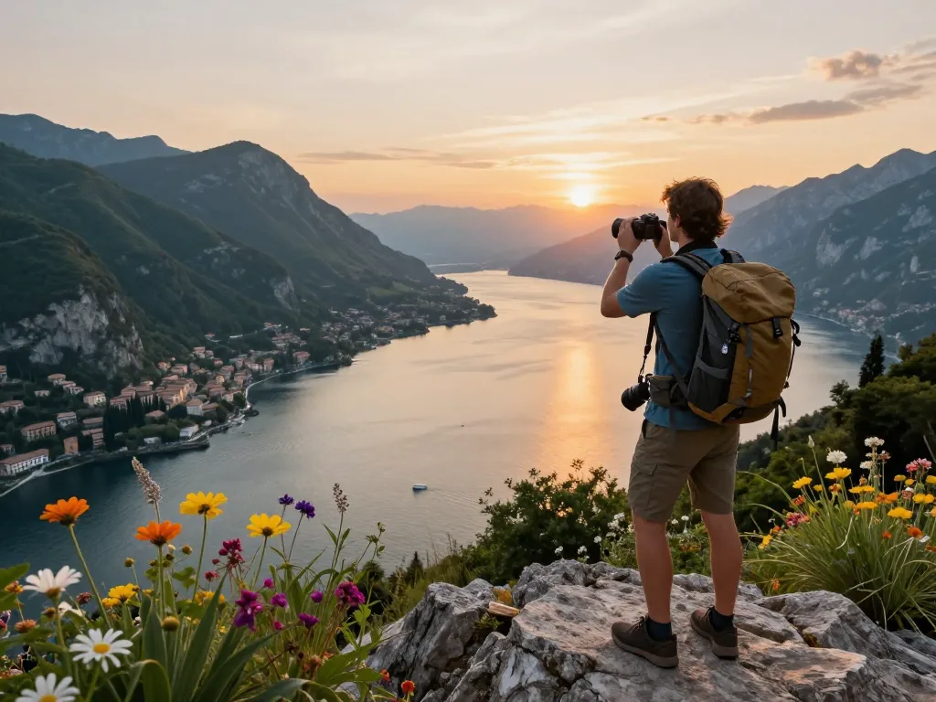 Entdecken Sie essentielle Reisetipps Gardasee, während Sie den Sonnenuntergang über dem Gardasee genießen.