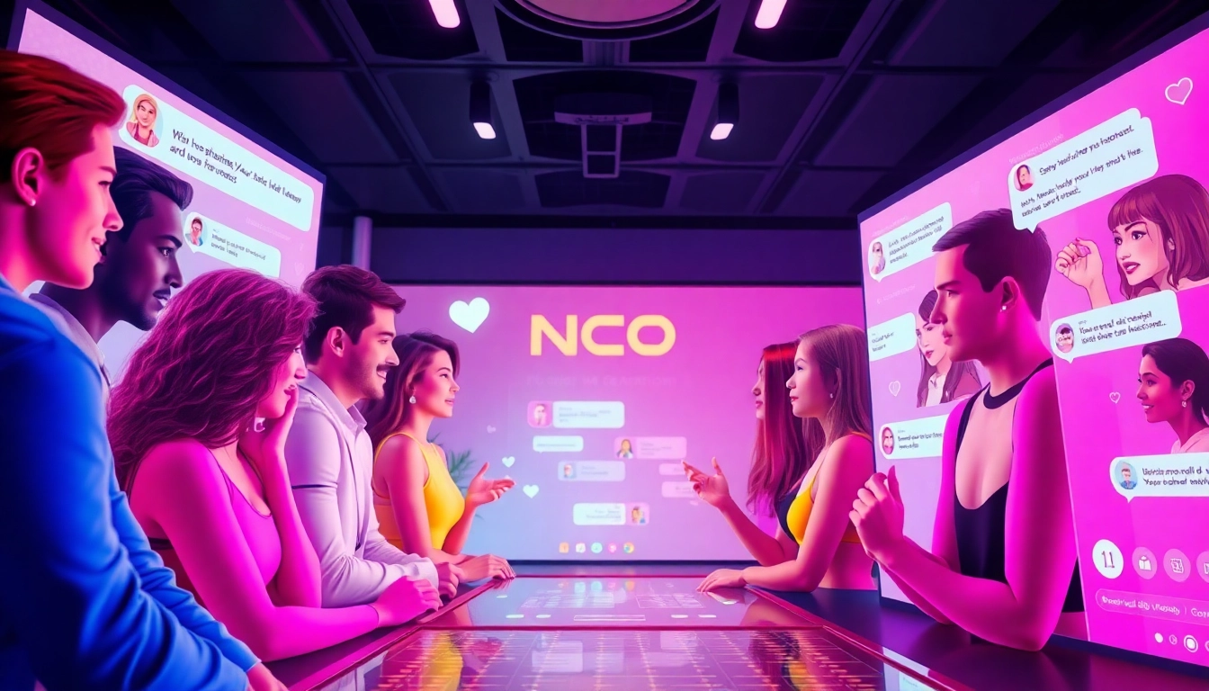 Interactive NSFW chat scene showcasing diverse AI characters in engaging conversations.