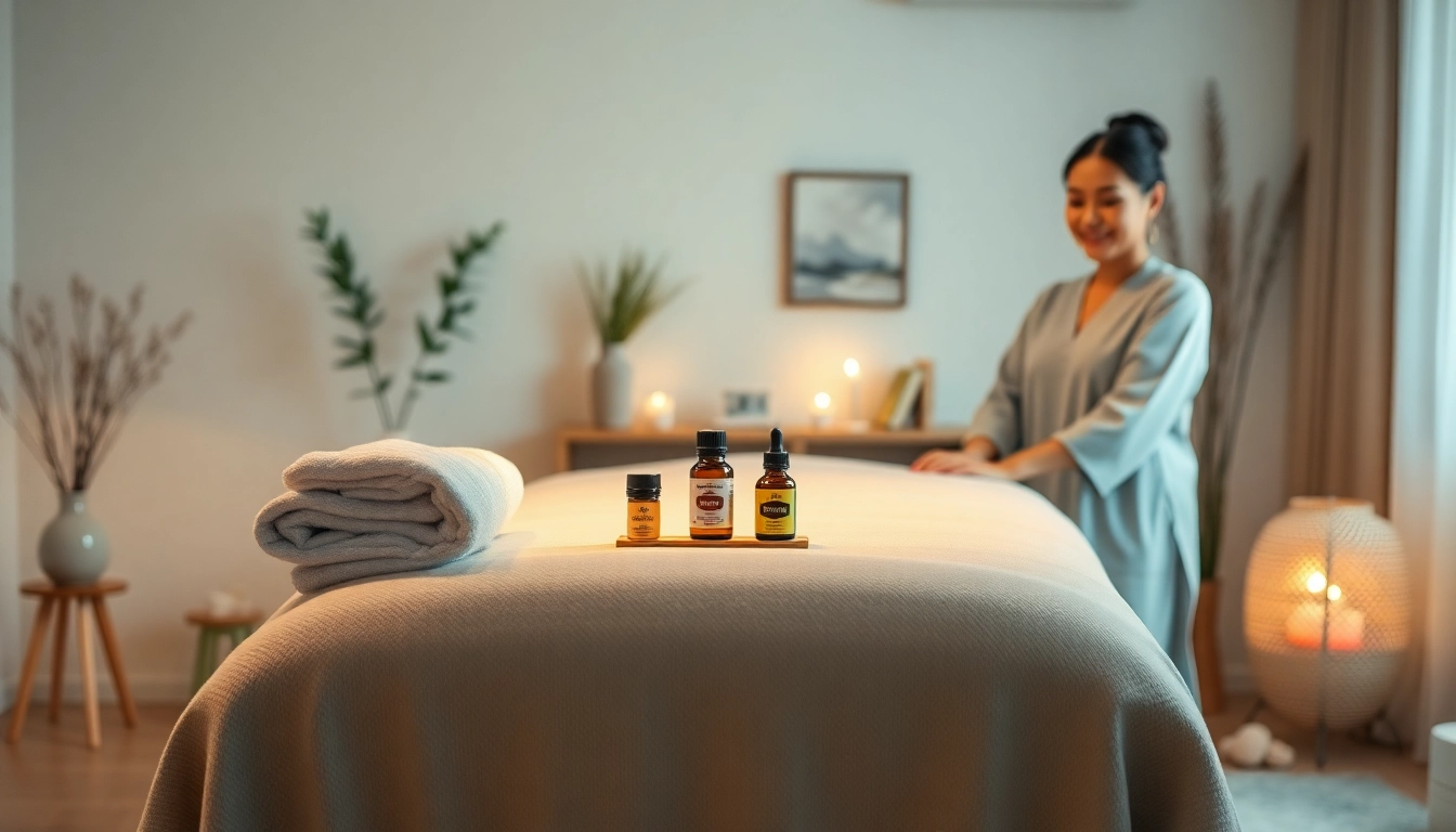 숙련된 테라피스트와 함께하는 전문 평택출장마사지 서비스를 보여주는 평온한 가정 마사지 세팅.